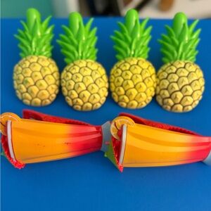 Colorful Pineapple and Piña Colada Beach Towel Clips